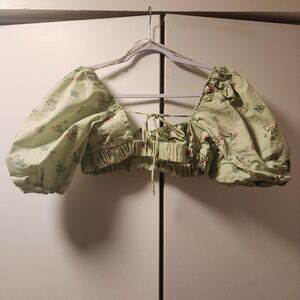 Forever-21 floral oversize puff sleeve Crop-top bra